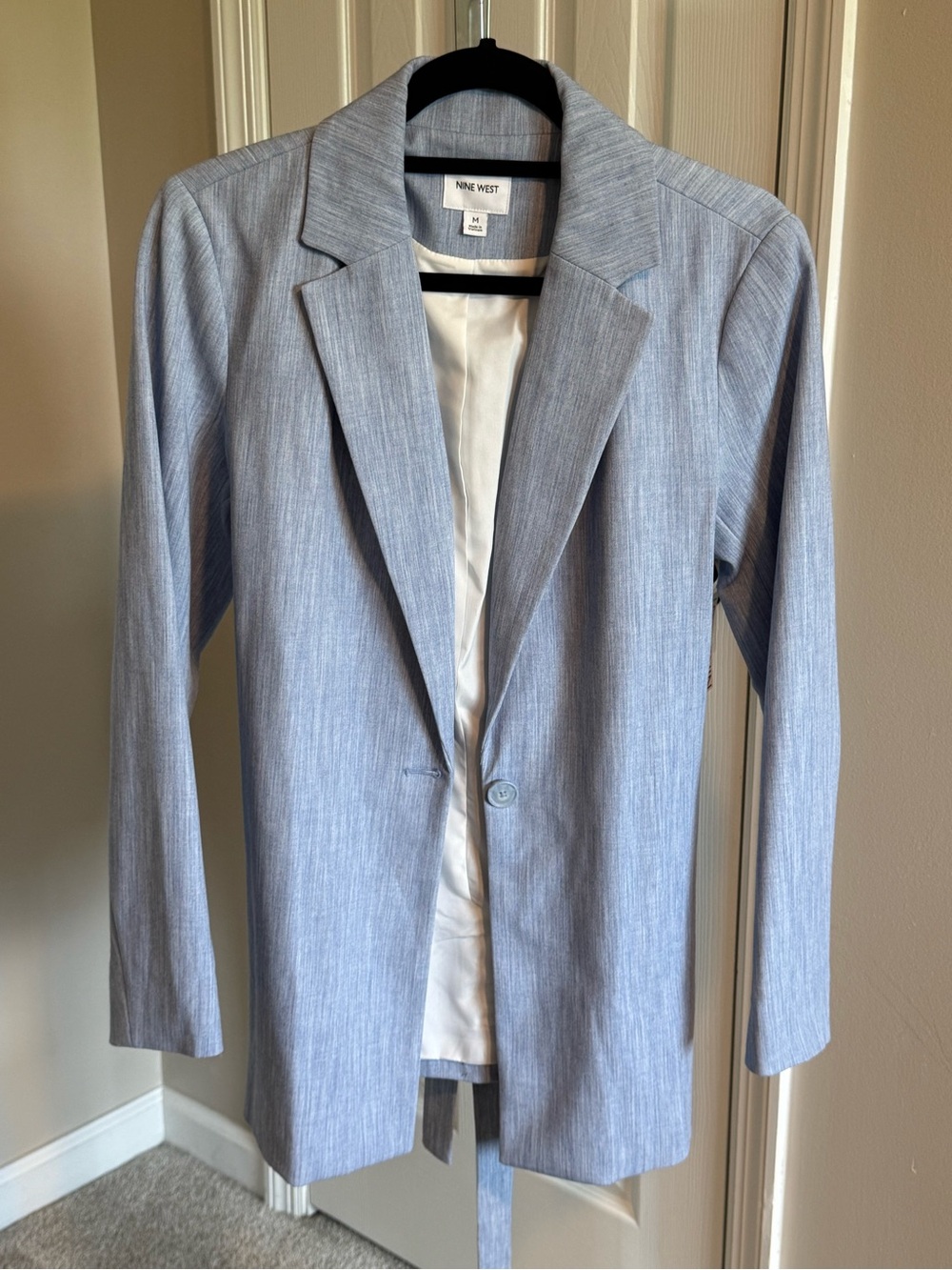 Nine West Heathered Light Blue Blazer Jacket